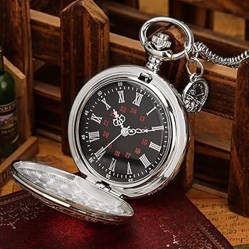 Amazon.co.jp: 懐中時計 シルバーの懐中時計ネックレスクォーツローマ